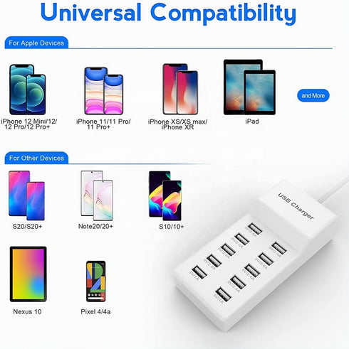 10-Port USB Wall Charger